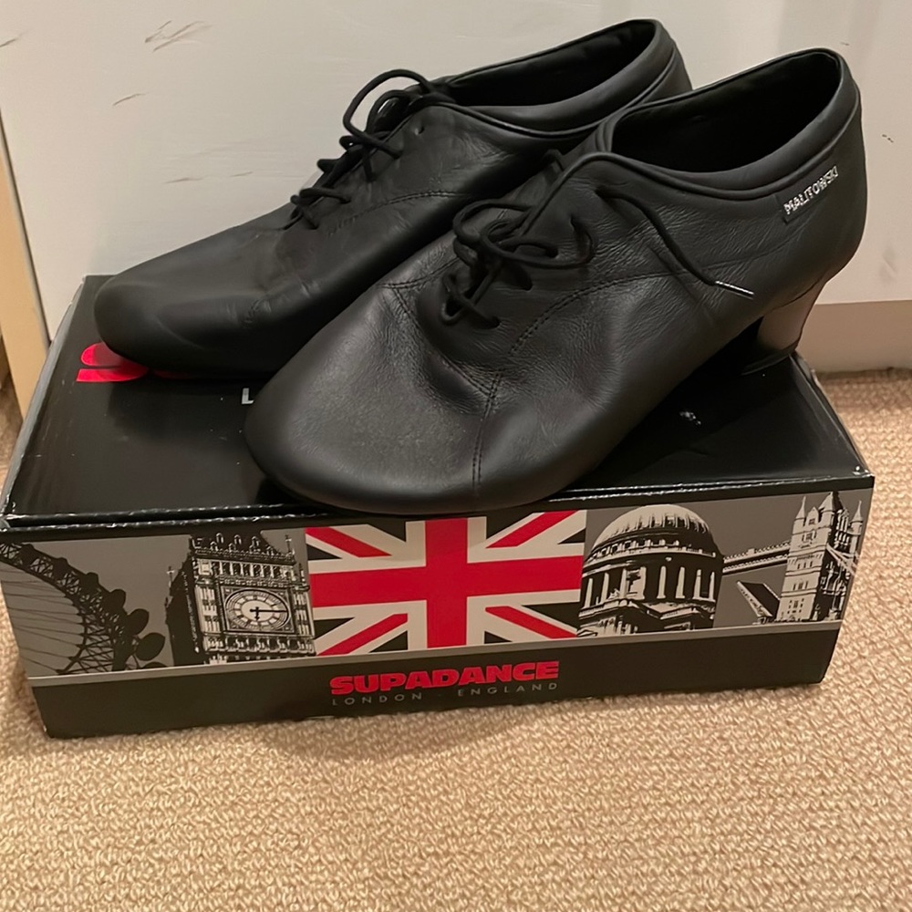 Supadance Boys Black Leather Latin Shoes 4.5